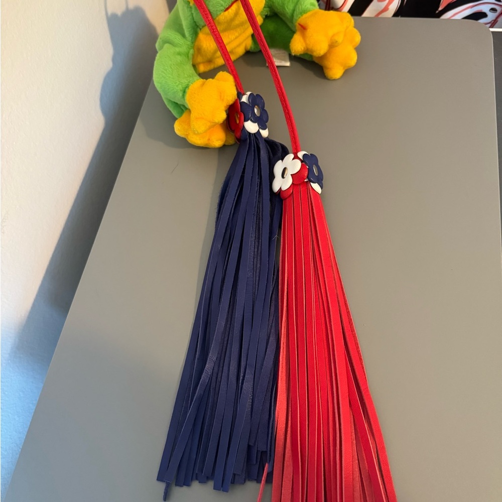 Leather Purse Charm Red, White & Blue